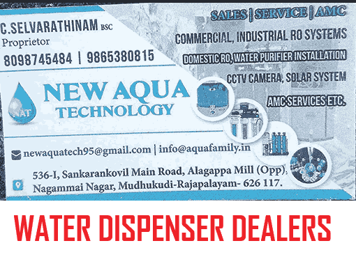 New Aqua Technology water dispenser dealers in rajapalayam